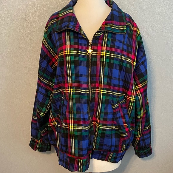 Janeve Jackets & Blazers - Janeve 80’s VINTAGE Plaid Jacket Purple Blue XL